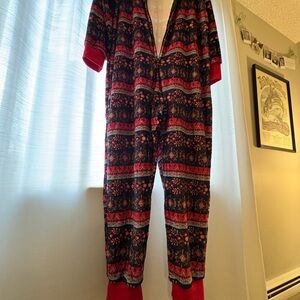 Natural Life Vibrant Red and Black Fleece Onesie
